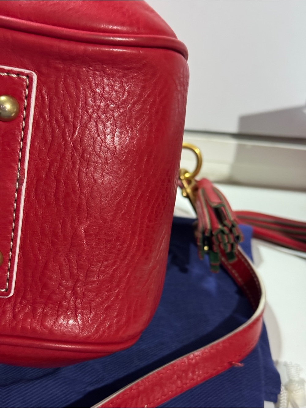 Dooney & Bourke Red Leather Satchel  Tassel Crossbody Strap Florentine Savannah - Picture 15 of 16